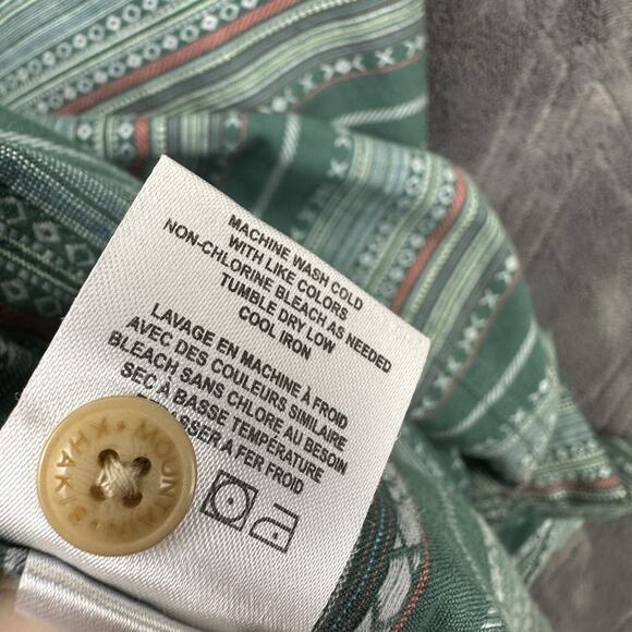 Mountain Khakis Shirt Men XL Green AOP Print Button‎ Up Short Sleeve Pocket - Picture 14 of 16